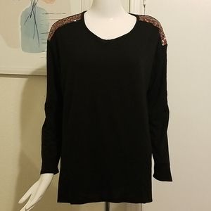 Lane Bryant black w/colorful sequins top size 14/16, NWOT